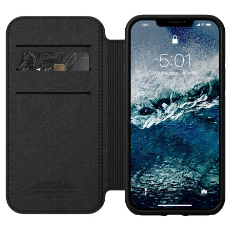 Nomad Horween Leather Modern Folio Black Case - For iPhone 13 Pro
