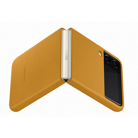 Official Samsung Galaxy Z Flip 3 Genuine Leather Cover Case - Mustard