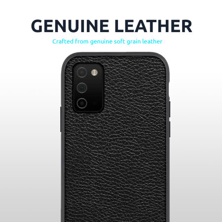 Olixar Genuine Leather Samsung Galaxy A03S Slim Case - Black