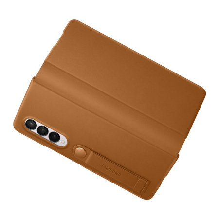 Official Samsung Galaxy Z Fold 3 Leather Flip Cover Case - Camel
