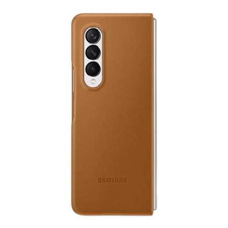 Official Samsung Galaxy Z Fold 3 Genuine Leather Cover Case - Camel