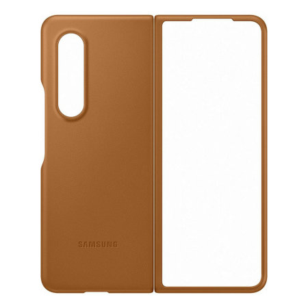 Official Samsung Galaxy Z Fold 3 Genuine Leather Cover Case - Camel