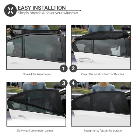Olixar Universal Car Sun Shade 2 Front & 2 Back Window Visors