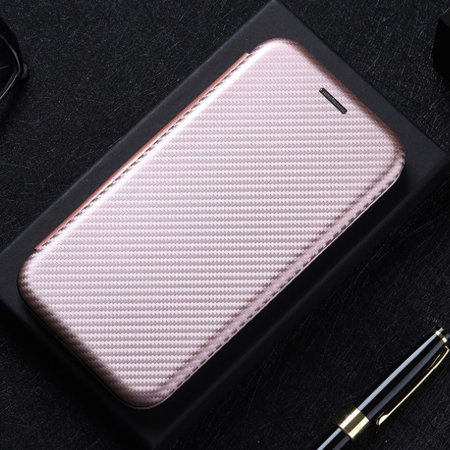 Olixar Carbon Fibre Sony Xperia 1 III Wallet Stand Case - Pink