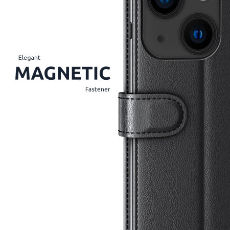 Olixar Genuine Leather Wallet Black Case - For Apple iPhone 13
