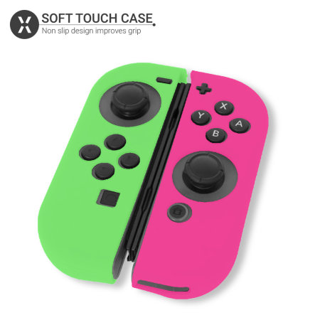 Olixar Silicone Switch OLED Joy-Con Controller Covers - Green / Pink