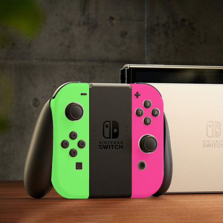 Olixar Silicone Switch OLED Joy-Con Controller Covers - Green / Pink