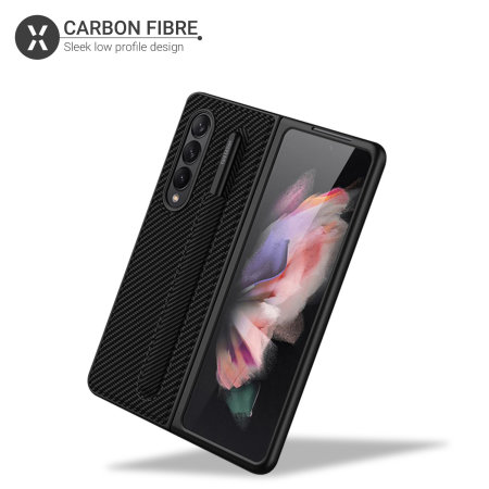 Olixar Carbon Fibre Samsung Galaxy Z Fold 3 S Pen Case - Black