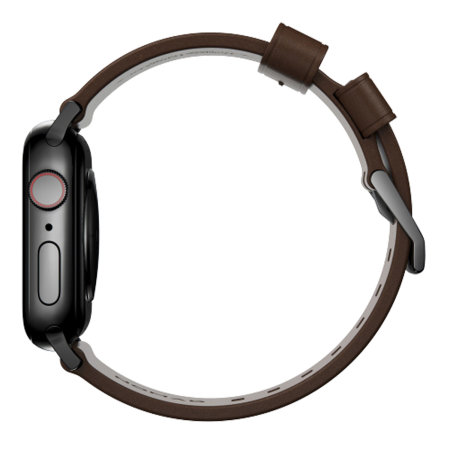 Nomad Apple Watch Series 7 45mm Brown Leather Strap - Black Hardware