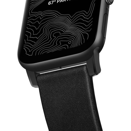 Nomad Apple Watch Series 7 45mm Black Leather Strap - Black Hardware