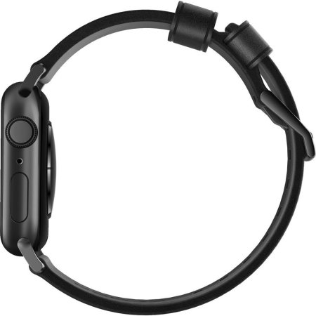 Nomad Apple Watch Series 7 45mm Black Leather Strap - Black Hardware