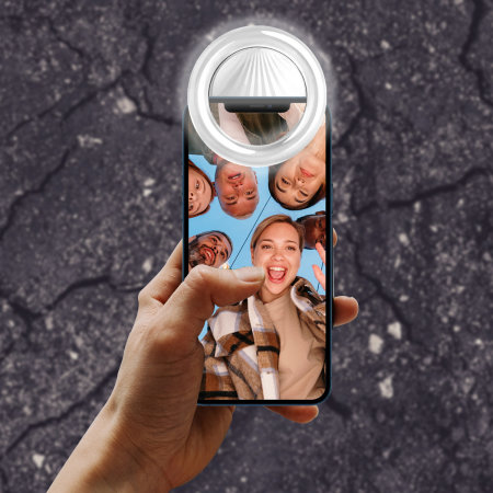 Olixar iPhone 13 Pro Clip-On Selfie Ring LED Light - White