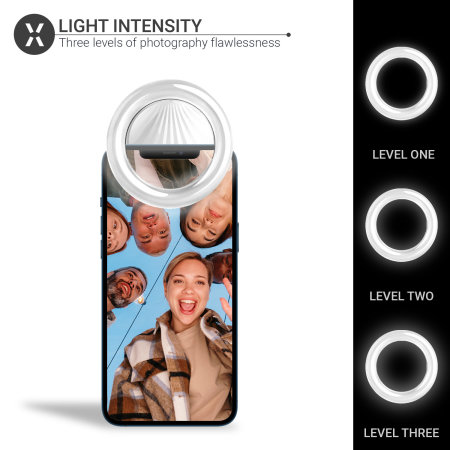 Olixar iPhone 13 Clip-On Selfie Ring LED Light - White