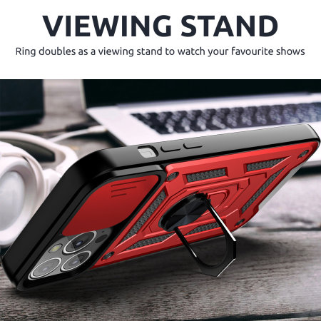 Olixar Armourdillo Ring Stand Red Case - For iPhone 13 Pro Max