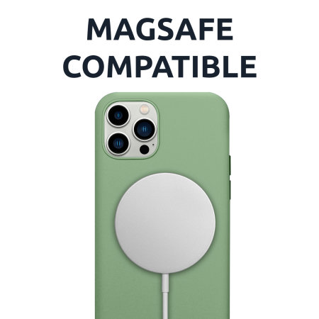 Olixar MagSafe Compatible Silicone Green Case - For iPhone 13 Pro Max