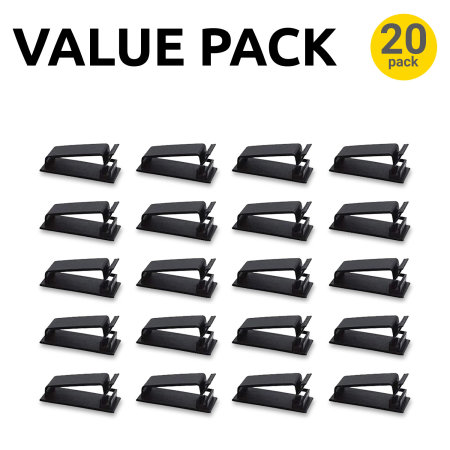 Olixar Self Adhesive Cable Management Clips - 20 Pack - Black