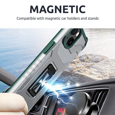 Olixar Magnetic Ring Stand Green Case - For iPhone 13 Mini
