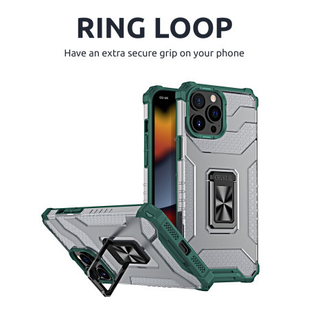 Olixar Magnetic Ring Stand Green Case - For iPhone 13 Pro