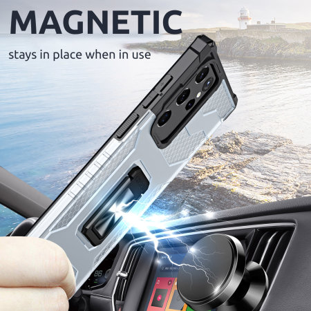 Olixar Magnetic Ring Stand Black Case - For Samsung Galaxy S22 Ultra