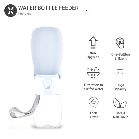 Olixar Portable Water Bottle & Feeder for Cats - White 280ml