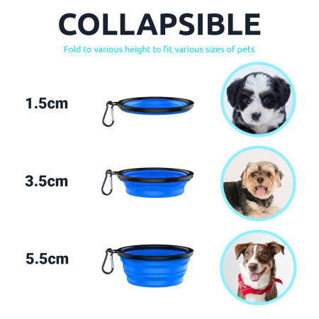 Olixar Portable Collapsible Dog  Bowl With Black Carabiner  - Blue