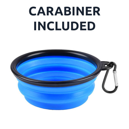Olixar Portable Collapsible Cat Bowl With Black Carabiner  - Blue