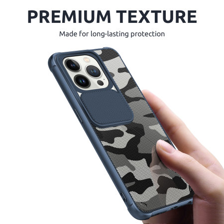 Olixar Sliding Camera Privacy Cover Camo Blue Case - For iPhone 13 Pro