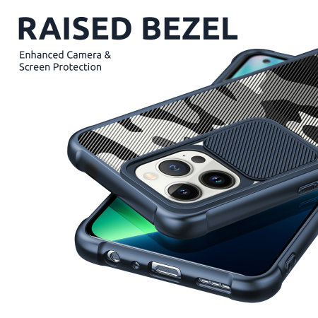 Olixar Sliding Camera Privacy Cover Camo Blue Case - For iPhone 13 Pro