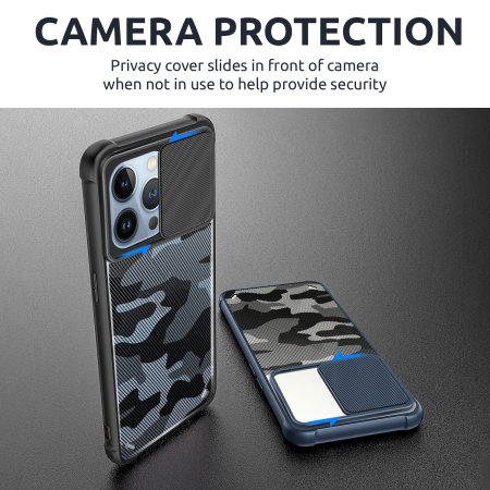 Olixar Camera Privacy Cover Camo Blue Case - For iPhone 13 Pro Max