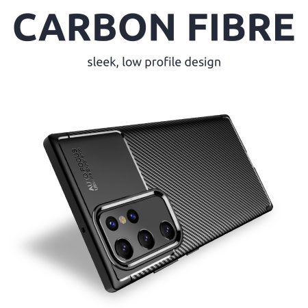 Olixar Carbon Fibre Protective Black Case - For Samsung Galaxy S22 Ultra