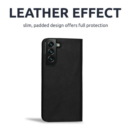 Olixar Leather-Style Wallet Black Case - For Samsung Galaxy S22 Plus