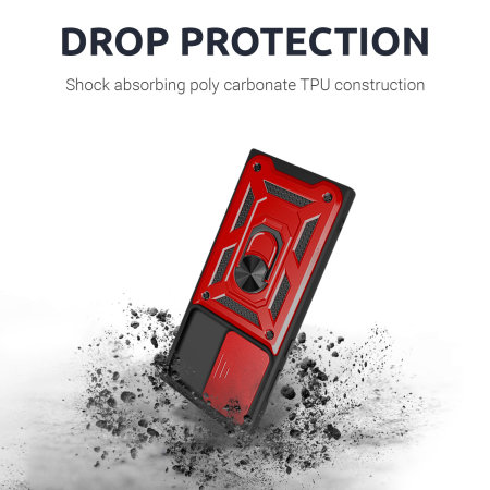 Olixar Ring Stand Tough Privacy Red Case - For Samsung Galaxy S22 Ultra