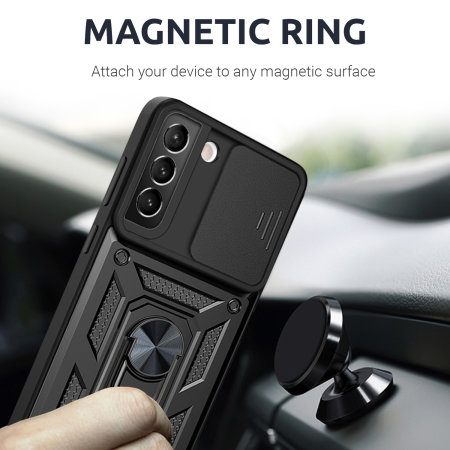 Olixar Ring Stand Tough Privacy Black Case - For Samsung Galaxy S22 Plus