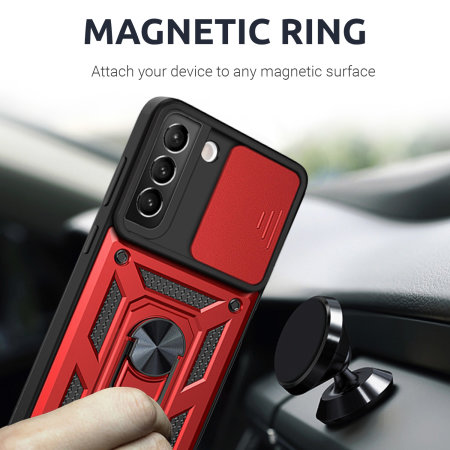 Olixar Ring Stand Tough Privacy Red Case - For Samsung Galaxy S22