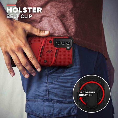 Zizo Bolt Tough Red Case & Screen Protector - For Samsung Galaxy S21 FE