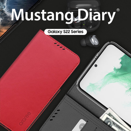 Araree Mustang Diary Wallet Ash Blue Case - For Samsung Galaxy S22