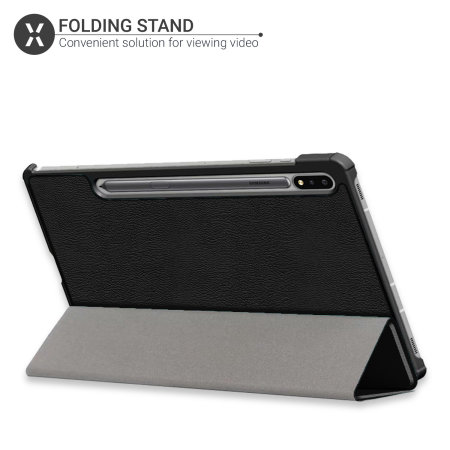 Olixar Black Leather-Style Case With S Pen Holder - For Samsung Galaxy Tab S8 Plus