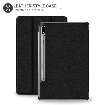 Olixar Black Leather-Style Case With S Pen Holder - For Samsung Galaxy Tab S8 Plus