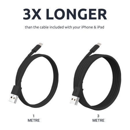 Olixar USB-C Black Charging Cable - 3m - For Samsung Galaxy A13 5G