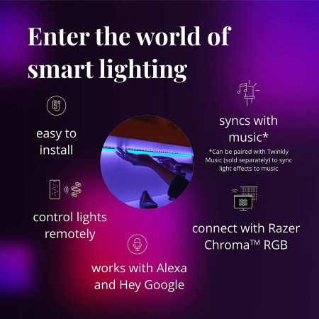 Twinkly Line Smart App-controlled Adhesive and Magnetic RGB LED Light Starter Kit - 1.5 m With EU Adapter