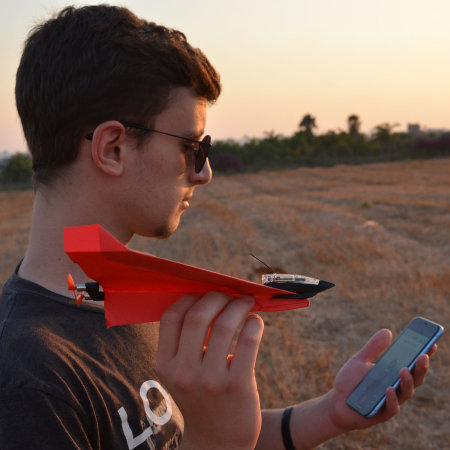 PowerUp 4.0 Smartphone Controlled Paper Airplane - Red