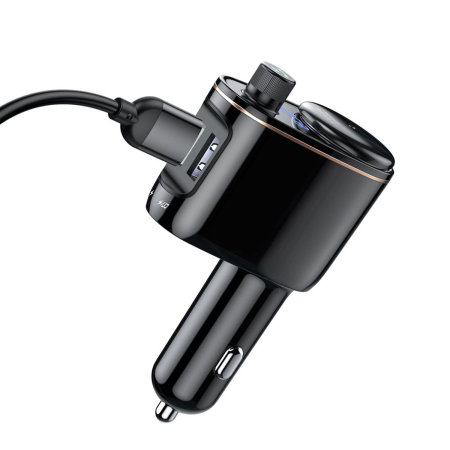 Baseus Bluetooth  Android and iPhone FM Transmitter Car Charger - Black