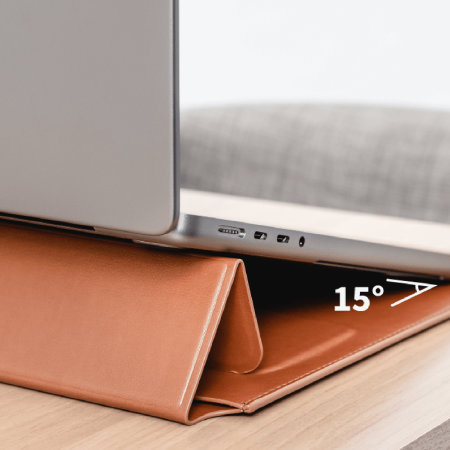 SwitchEasy EasyStand Leather Sleeve And Stand MacBook Pro 14" 2021 - Saddle Brown