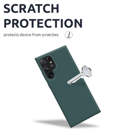 Olixar Soft Silicone Midnight Green Case - For Samsung Galaxy S22 Ultra