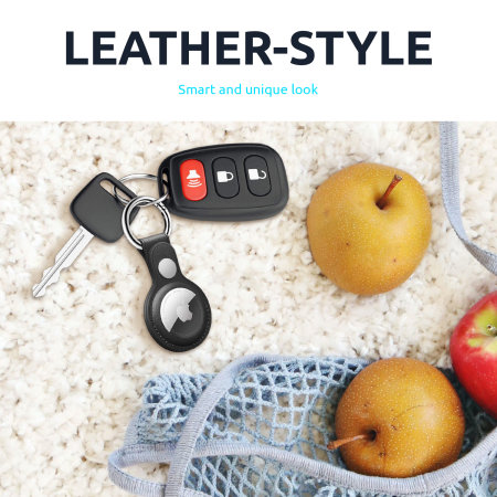 Olixar Apple AirTags Leather-Style Black Protective Keyring - Two Pack