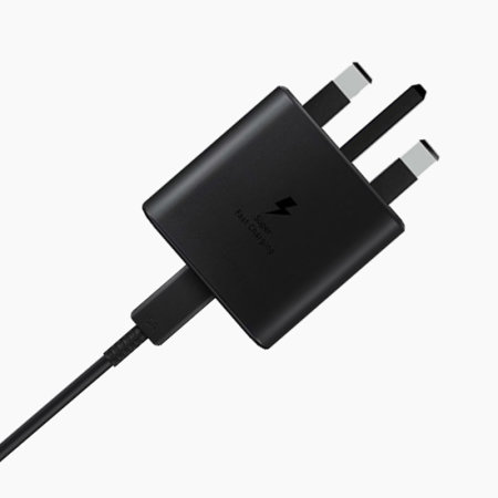 Official Samsung Black 45W Super Fast Wall Charger & 1m USB-C to C Cable - For Samsung Galaxy S21 FE
