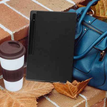 Olixar Black Leather-Style Stand Case - For Samsung Galaxy Tab S8 Ultra