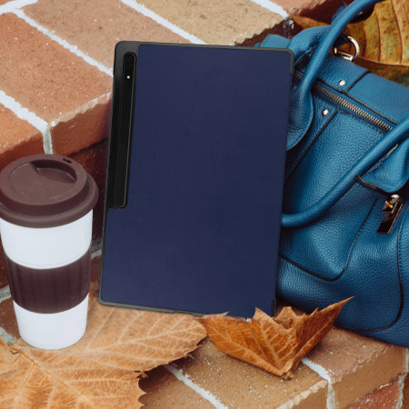 Olixar Blue Leather-Style Stand Case - For Samsung Galaxy Tab S8 Ultra