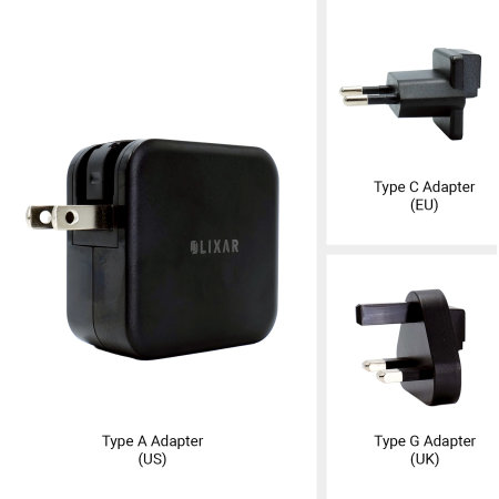 Olixar Super Fast 65W GaN USB A and USB-C Wall Charger With Super Fast Braided USB-C to C Cable - For Samsung Galaxy S22