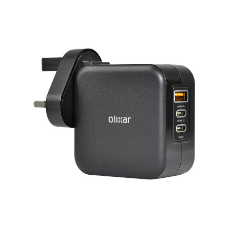 Olixar Super Fast 65W GaN USB A and USB-C Wall Charger With Super Fast Braided USB-C to C Cable - For Samsung Galaxy S22
